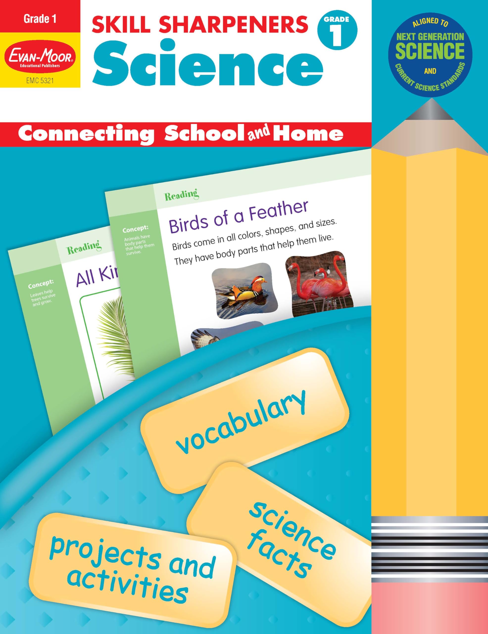 EvanMoor Skill Sharpeners Science Workbook, Grade 1, Physical, Life, and Earth Science, Songs, Activities, Space, Animals and E,Used