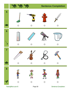 Testingmom.Com Kindergarten Full Length Practice Test For Cogat Cognitive Ability Test For 36 Year Olds  Learning Resources To,Used