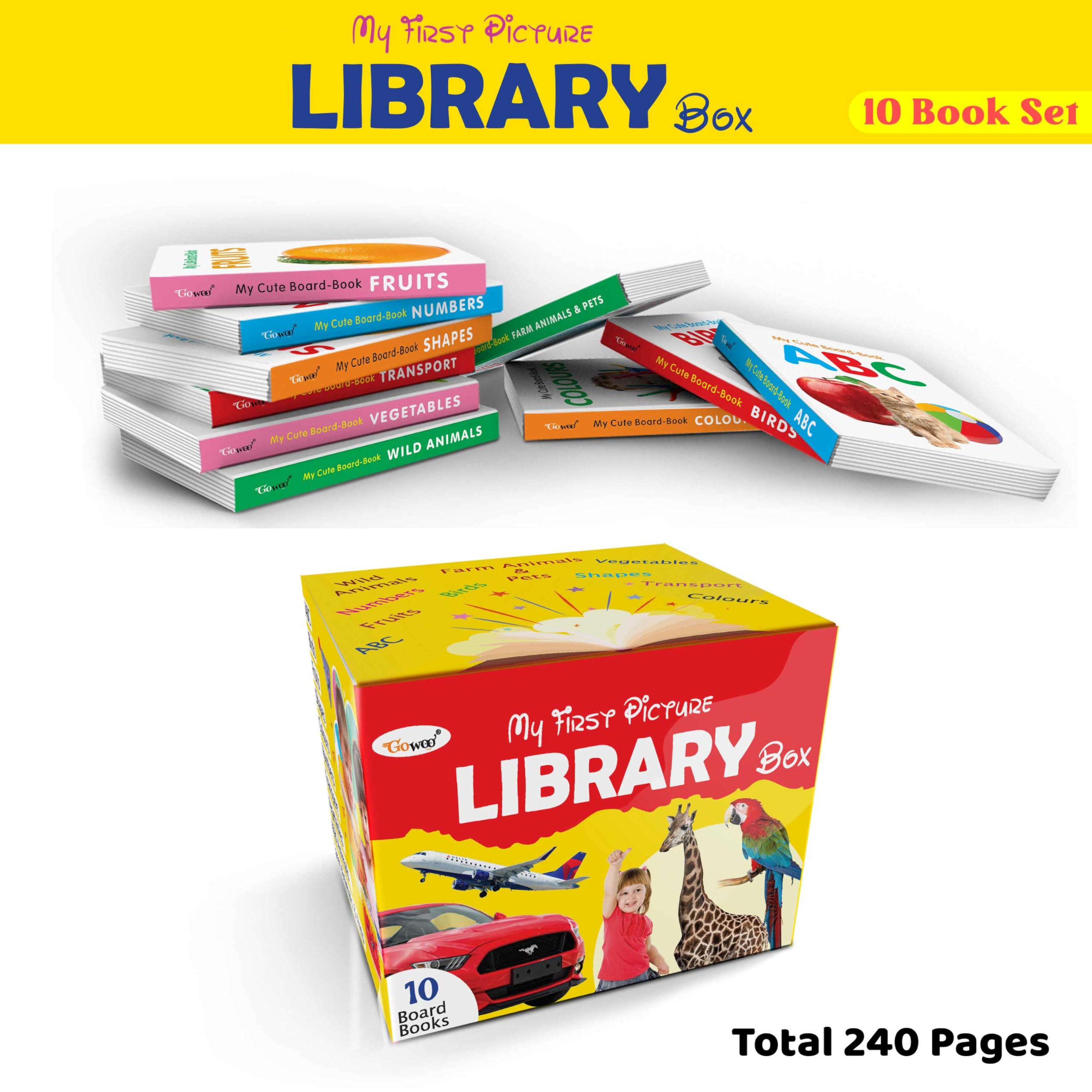 Toddlers Learning Library Box Set (Yellow Edition) : Set Of 10 Books For Children