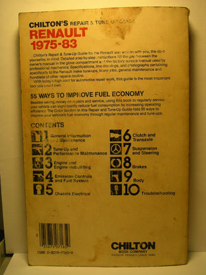 Chilton's Repair and TuneUp Guide: Renault, 1975 to 1983 (Chilton's Repair Manual),Used