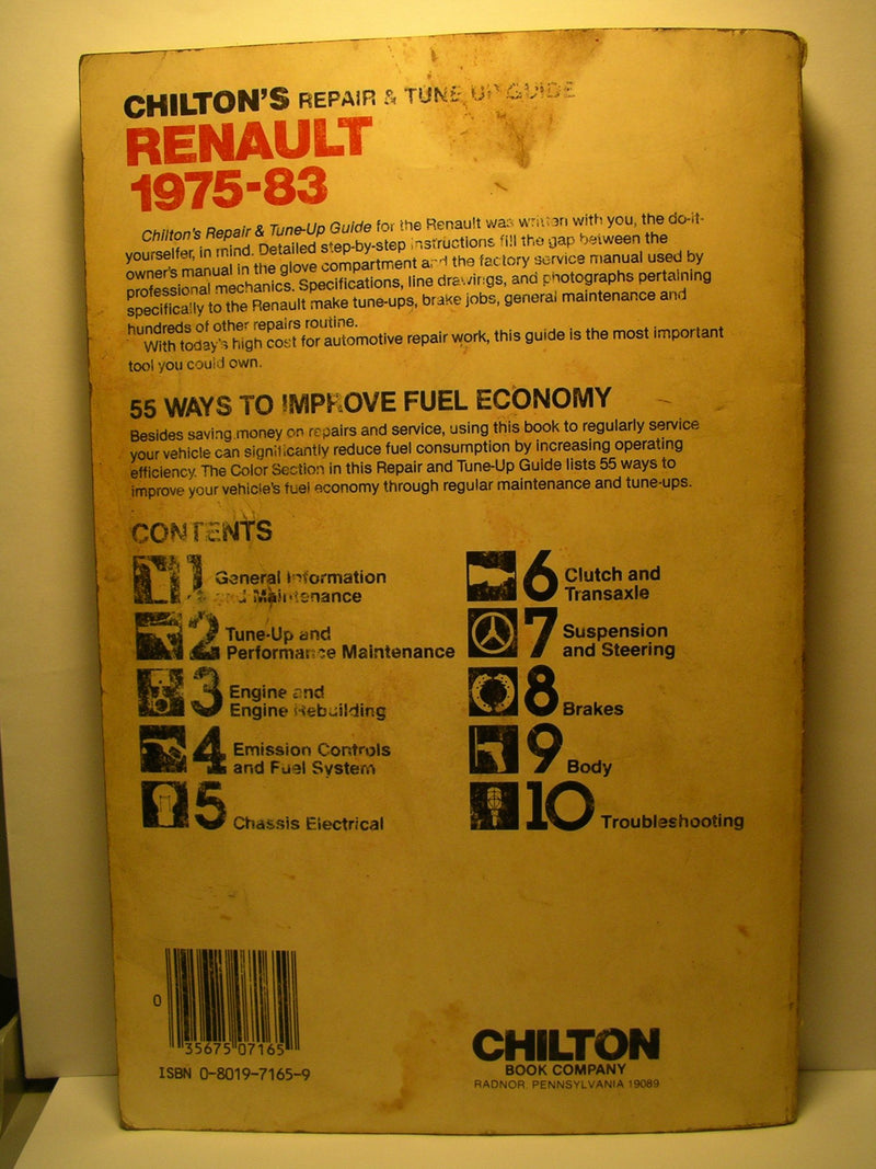 Chilton's Repair and TuneUp Guide: Renault, 1975 to 1983 (Chilton's Repair Manual),Used