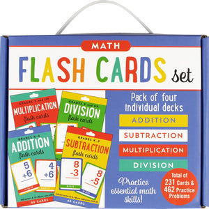 Essential Math Flash Cards Set  Addition, Subtraction, Multiplication, and Division (4 pack set),Used