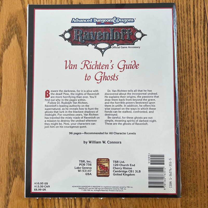 Van Richten's Guide to Ghosts (AD&D/Ravenloft Accessory RR5),Used
