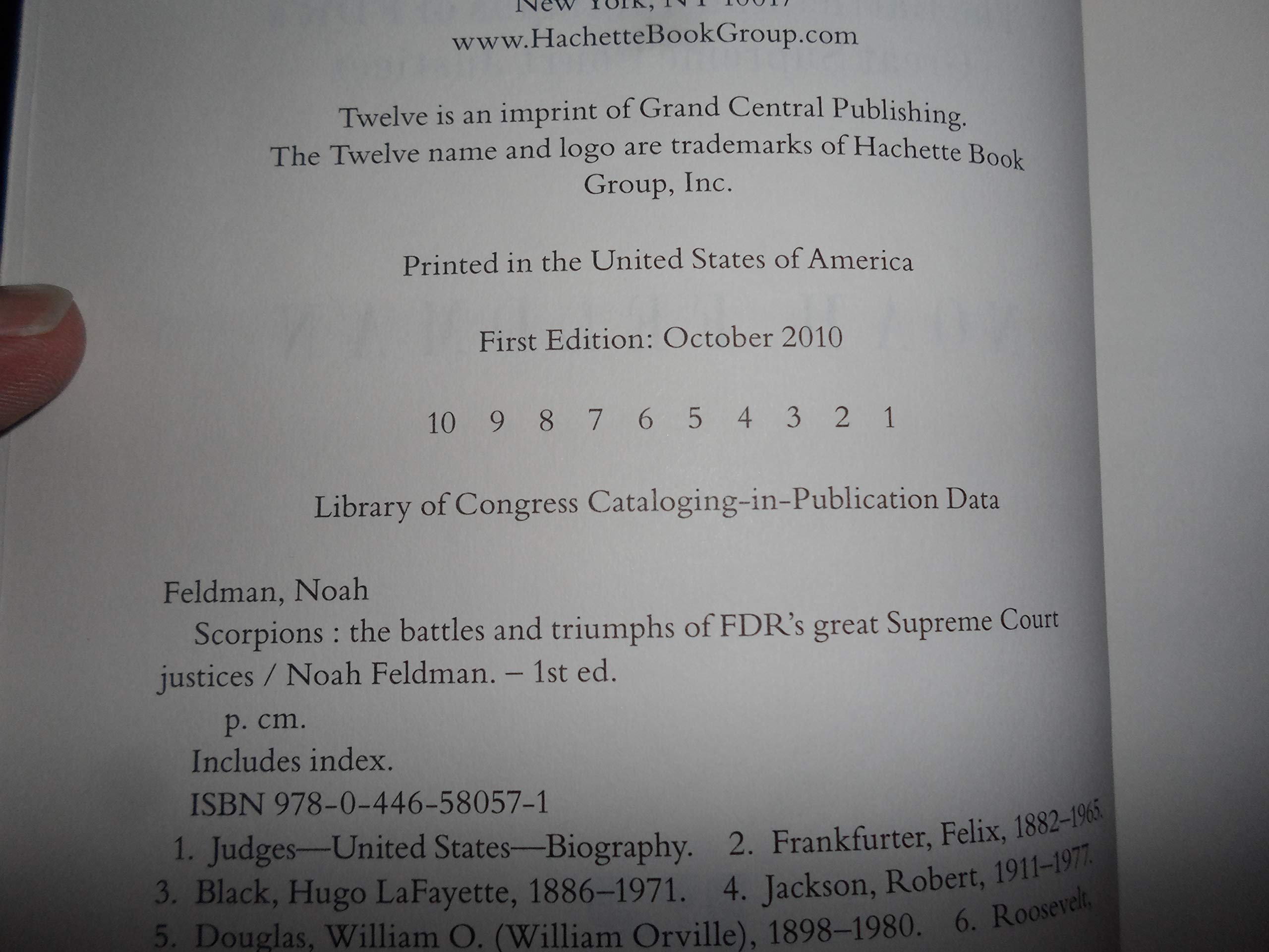 Scorpions: The Battles And Triumphs Of Fdr'S Great Supreme Court Justices,New