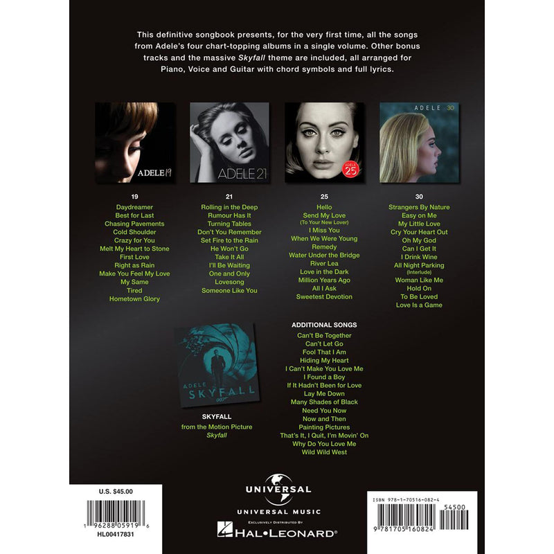 Adele: The Complete Collection  62 Songs for Piano, Voice and Guitar  Sheet Music with Chords and Lyrics  Ultimate Songbook Feat,New
