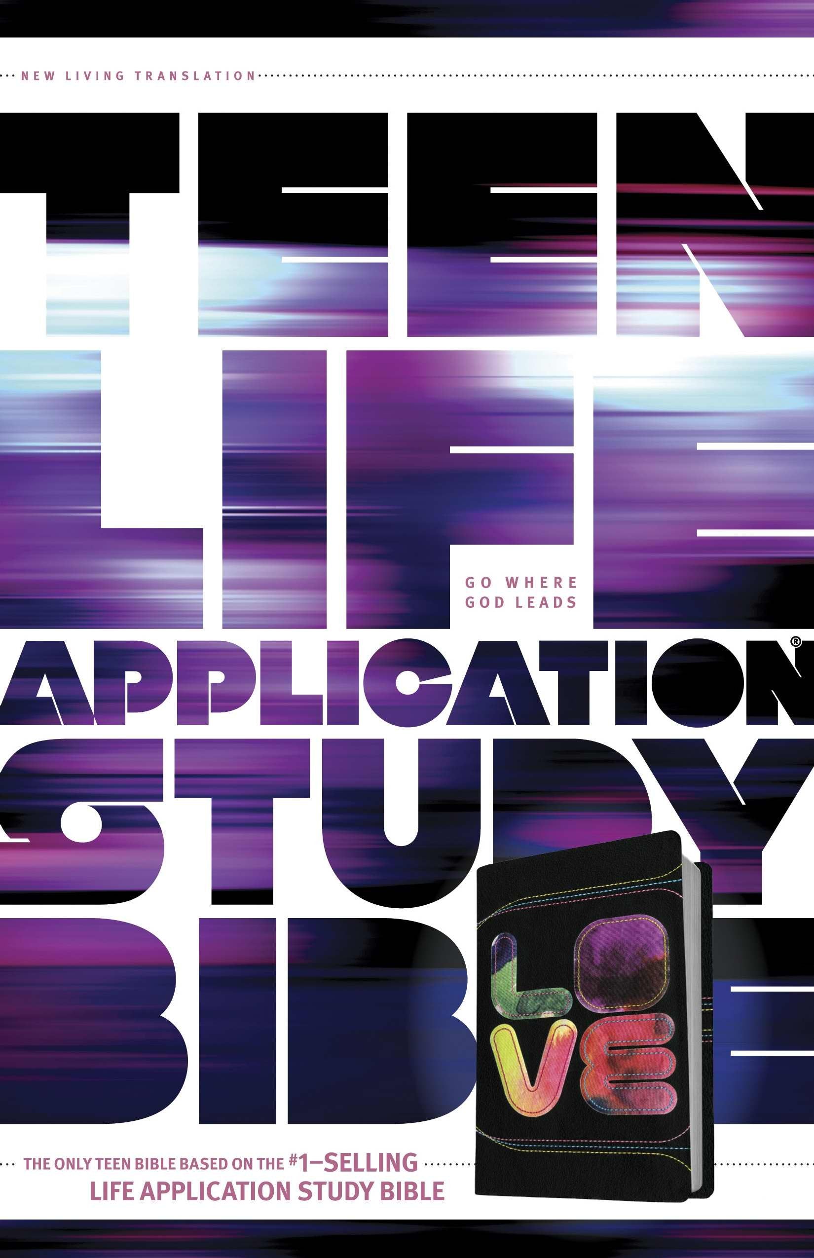 Teen Life Application Study Bible NLT LOVE (LeatherLike, Black/Tie Dye),Used
