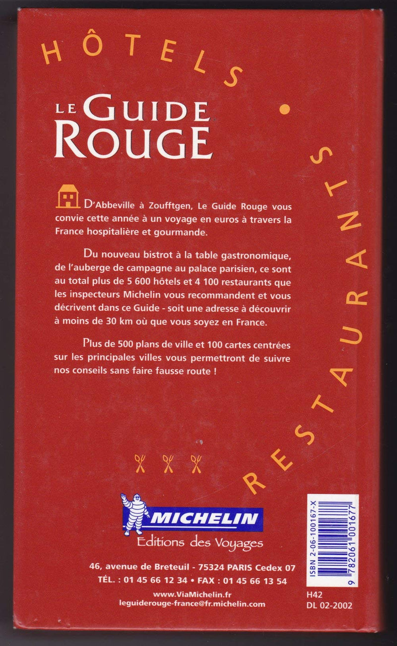 Michelin THE RED GUIDE France 2002,Used
