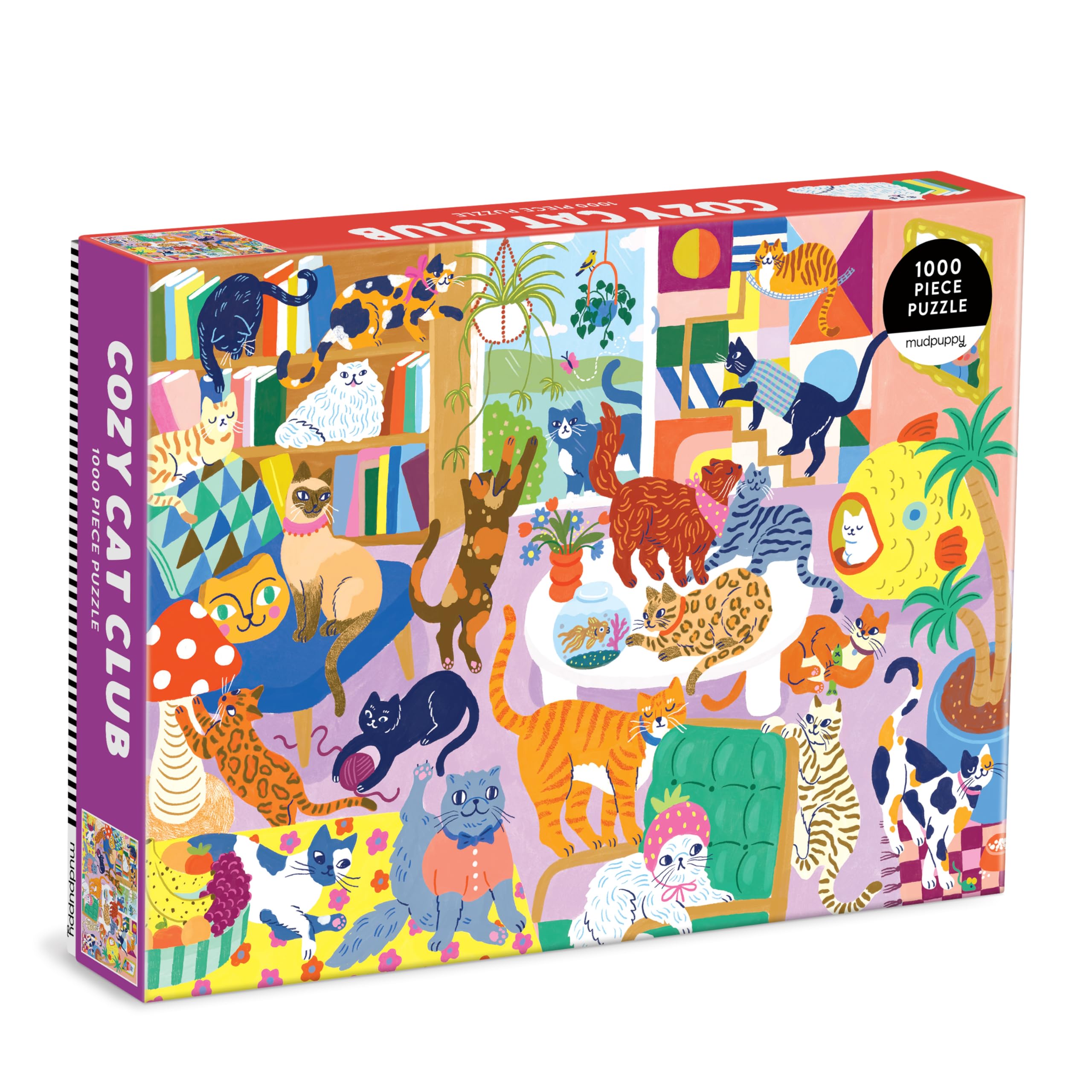 Mudpuppy Cozy Cat Club  1000 Piece Family Jigsaw Puzzle With Colorful And Fun Illustrations Of Cats Getting Cozy For Children A