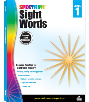 Spectrum Sight Words 1st Grade Workbooks, Phonics Book With Reading and Writing Practice, Vocabulary, and Flash Cards, Language ,New