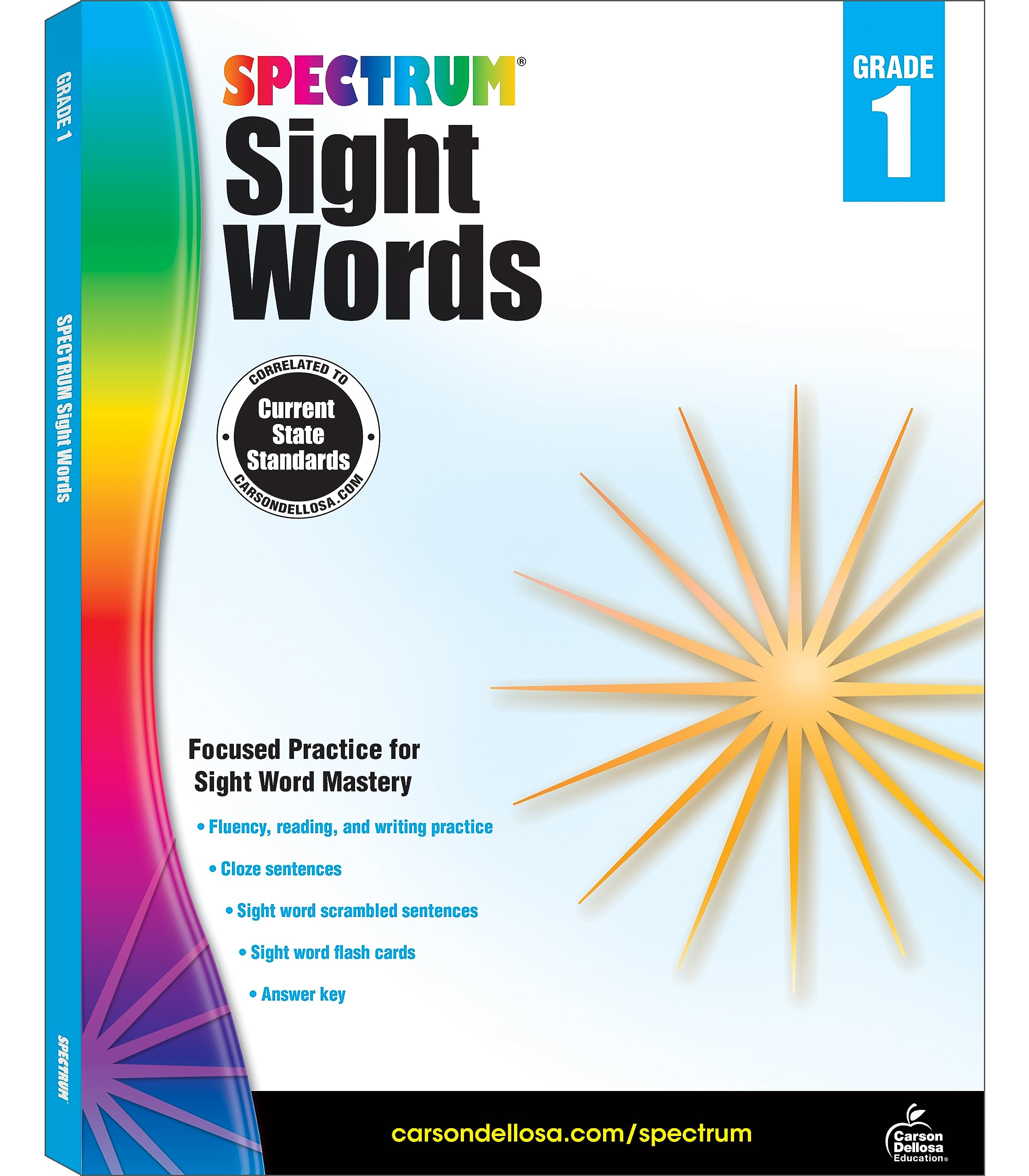 Spectrum Sight Words 1st Grade Workbooks, Phonics Book With Reading and Writing Practice, Vocabulary, and Flash Cards, Language ,Used