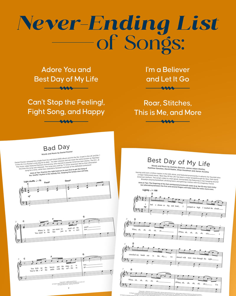 40 Pop Songs for Kids: Really Easy Piano Songbook  Beginner Piano Book for Kids  Kids Piano Book with Notes, Pro Tips, and Lyr,New