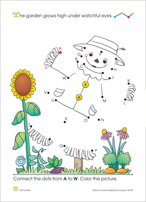 School Zone  Dottodots Alphabet Workbook  32 Pages, Ages 4 To 6, Preschool, Kindergarten, Connect The Dots, Letter Puzzles, ,Used