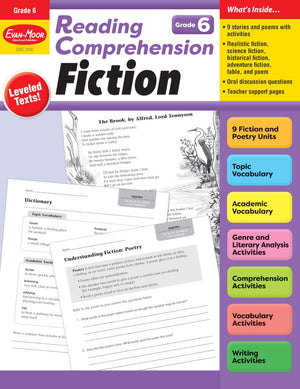 Evanmoor Reading Comprehension: Fiction Grade 6, Homeschooling And Classroom Resource Workbook, Realistic Fiction, Historical F,Used