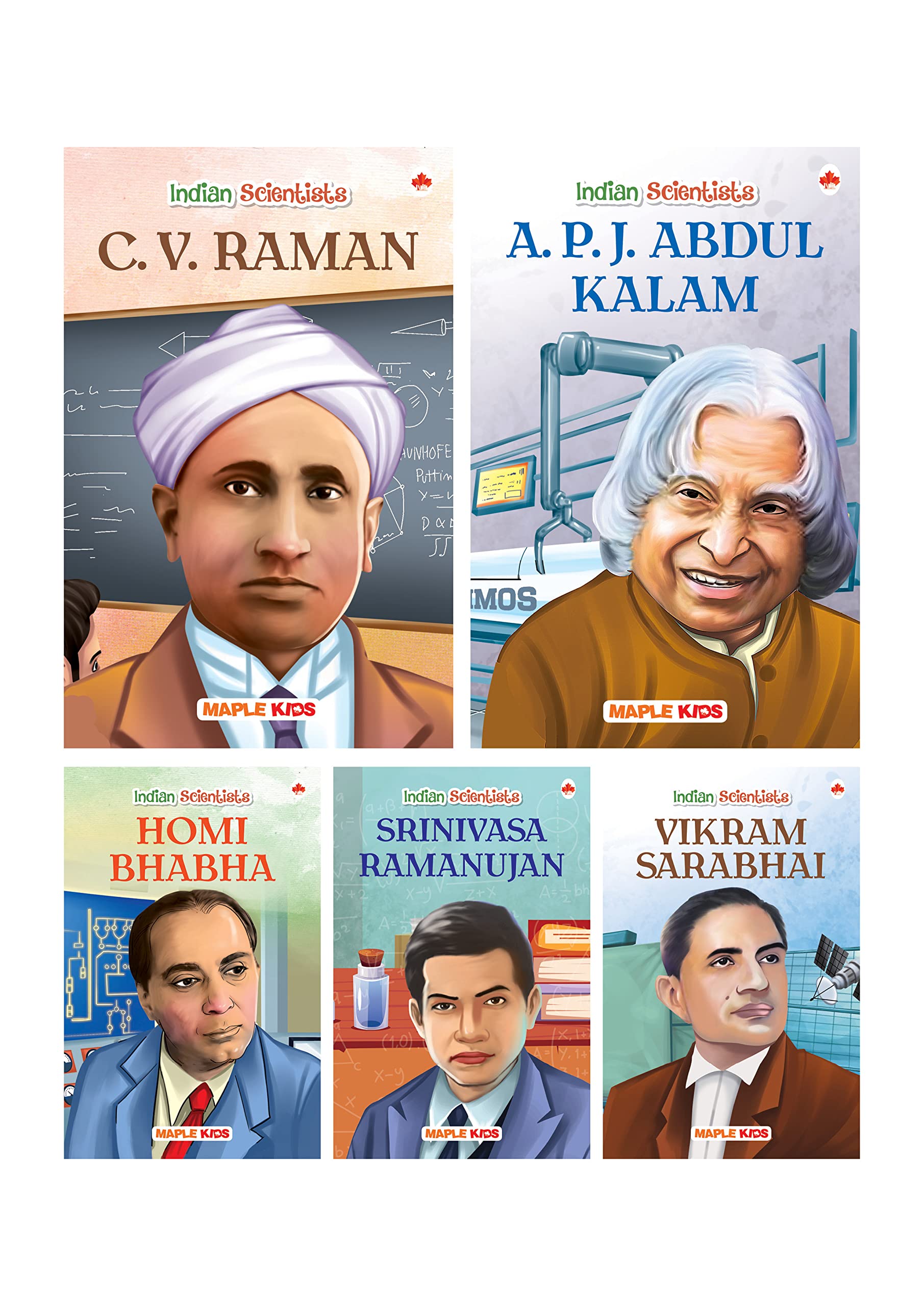 Story Books For Kids (Set Of 5 Books) (Illustrated) - Indian Scientists - Biographies For Children - 6 Years To 10 Years Old - Cv Raman, Homi Bhabha, Ramanujan, Vikram Sarabhai, Abdul Kalam