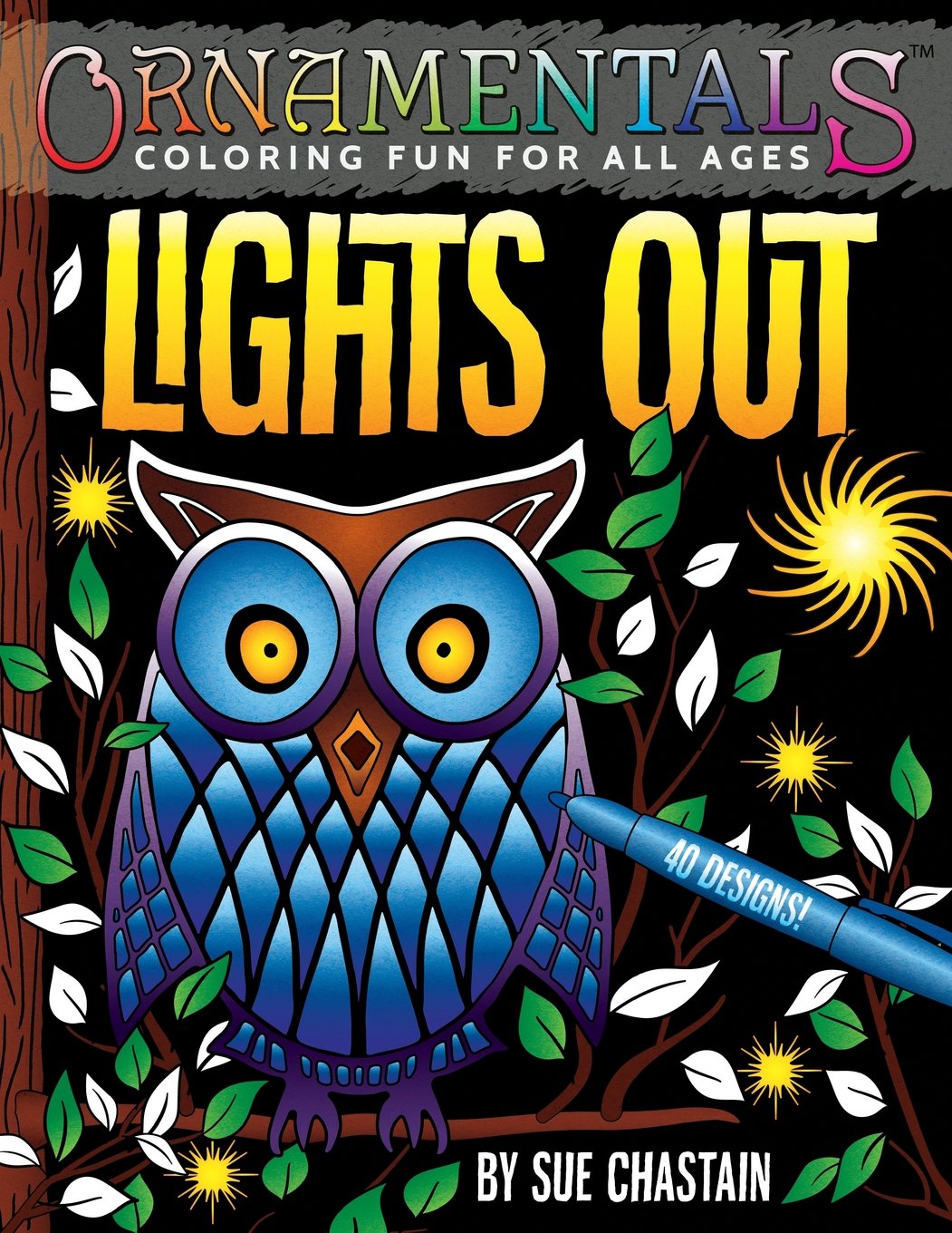 OrnaMENTALs Lights Out: 40 Lighthearted Designs to Color with Dramatic Black Backgrounds,Used