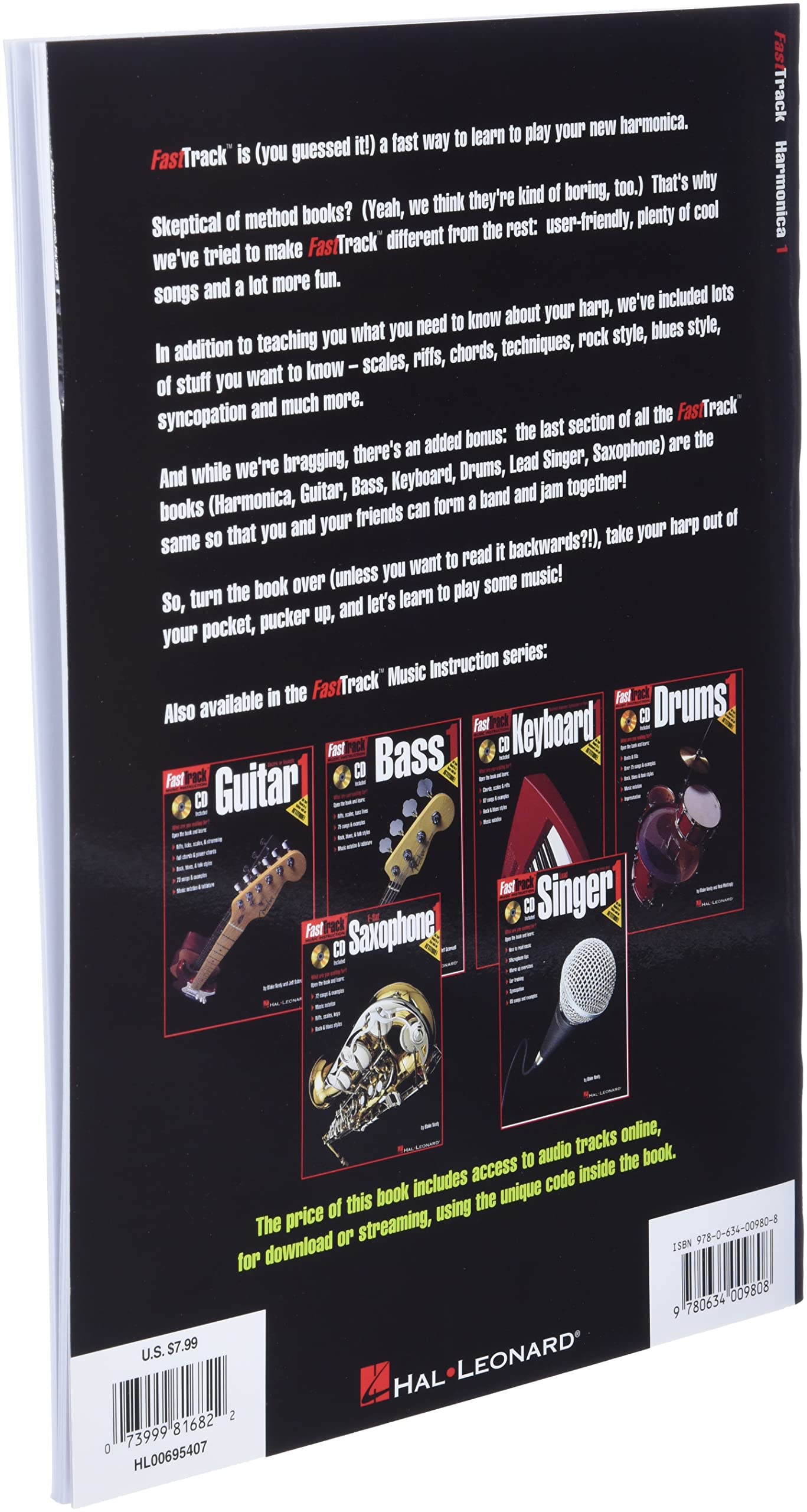 FastTrack Harmonica Method  Book 1 Book/Online Audio (Fast Track Music Instruction),Used