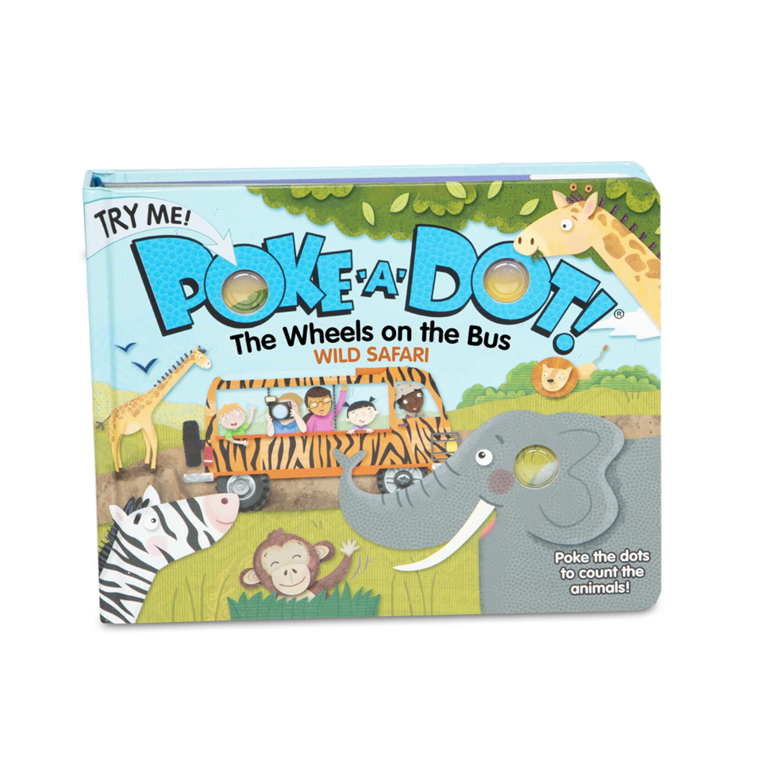 Melissa & Doug Children'S Book  Pokeadot: The Wheels On The Bus Wild Safari (Board Book With Buttons To Pop)