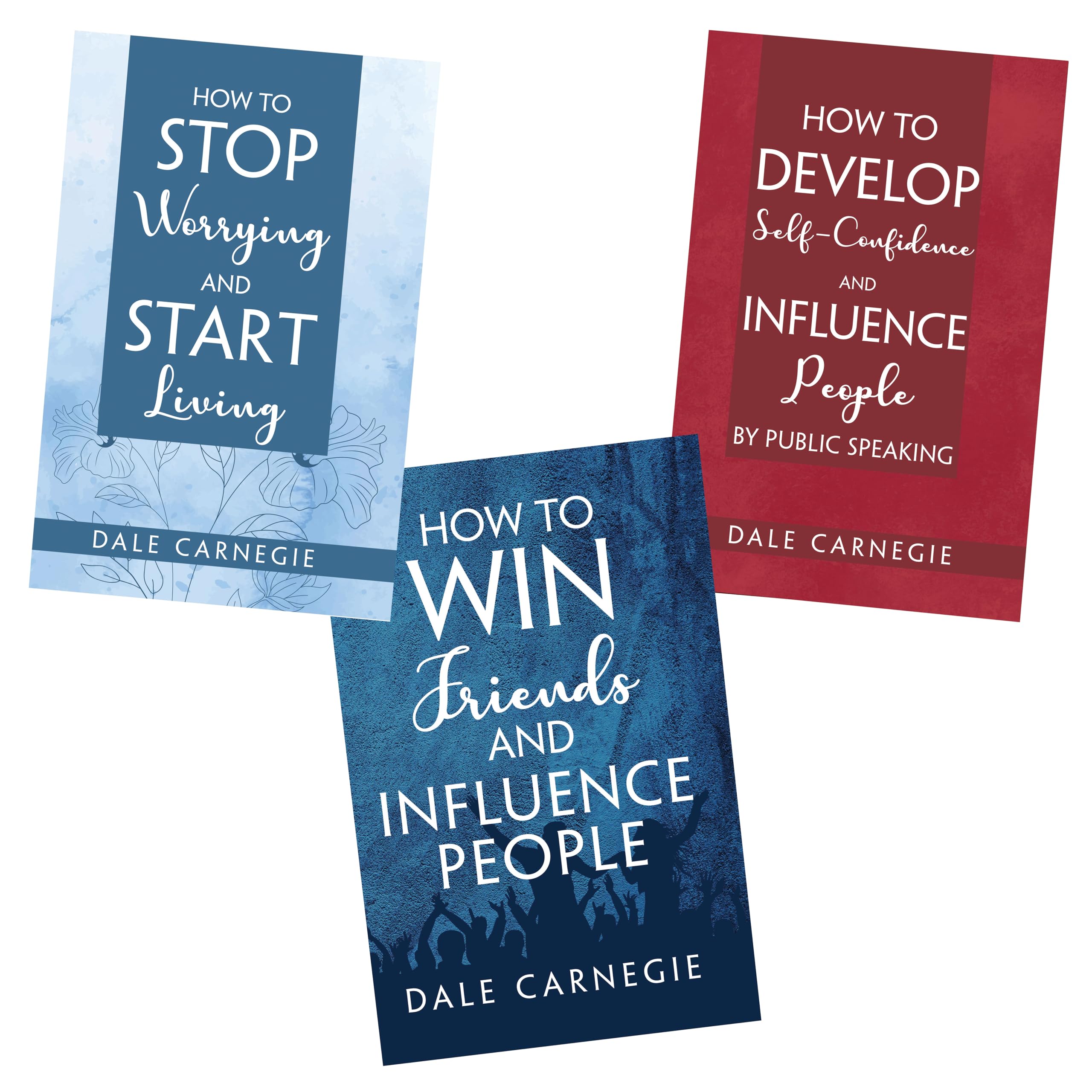 Pack Of 3 Self Help Bookset For Adult - How To Win Friends And Influence People, Stop Worrying And Start Living, Develop Self Confidence And Influence People By Public Speaking