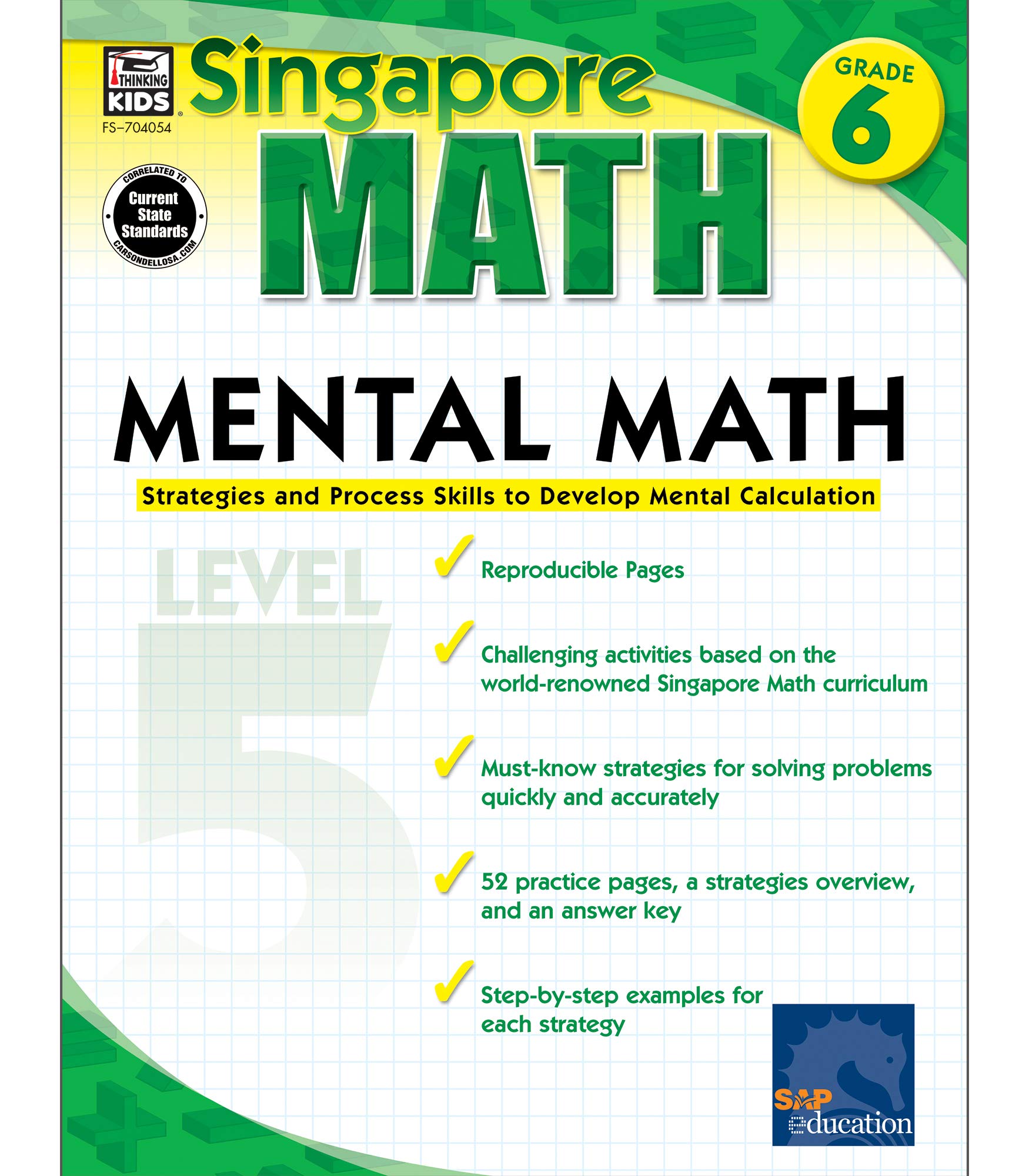 Singapore Math  Mental Math Level 5 Workbook For 6Th Grade, Paperback, 64 Pages, Ages 1112 With Answer Key