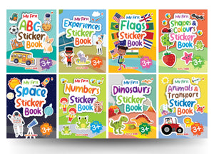 My First Sticker Books (Set Of 8 Books) - Alphabet, Numbers, Shapes And Colours, Animals And Transport, Flags, Space, Dinosaurs, Experiences - Activity Books With 620+ Stickers - Age 3+