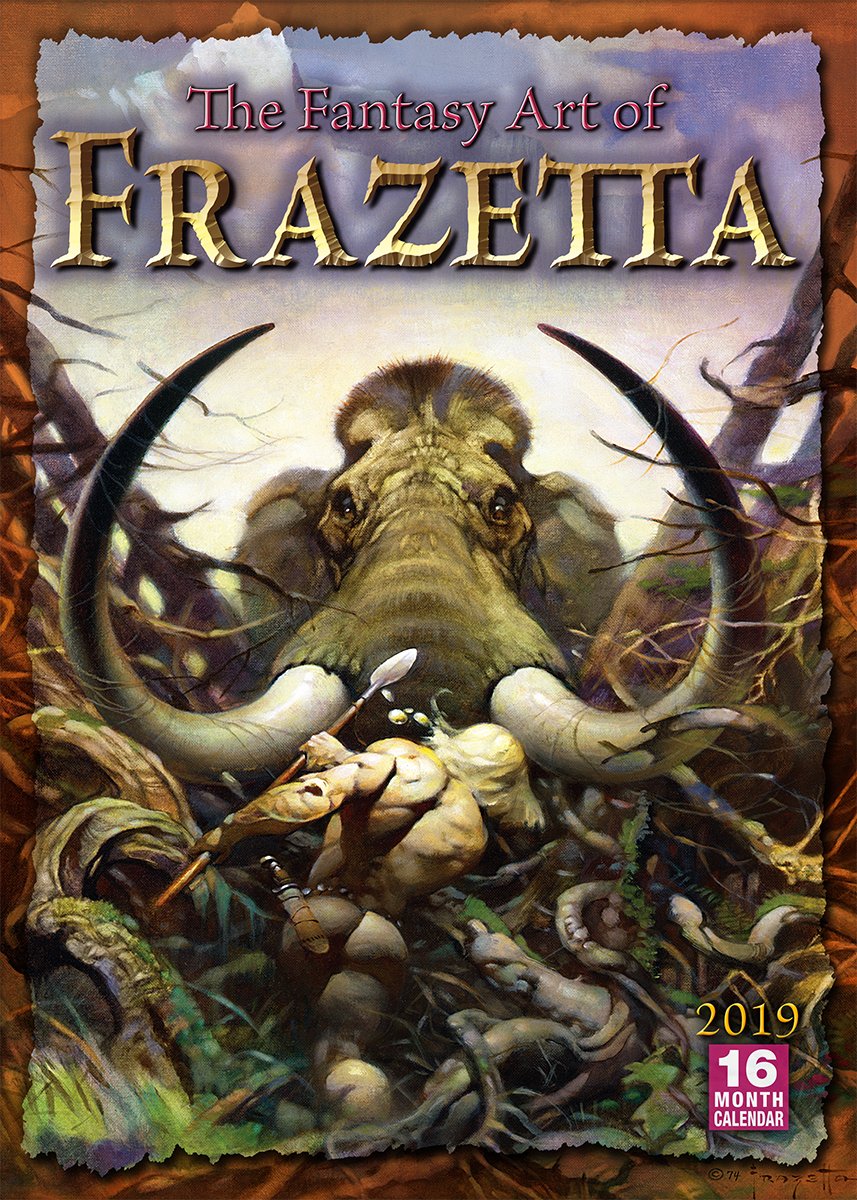 The Fantasy Art of Frazetta 2019 Wall Calendar,Used