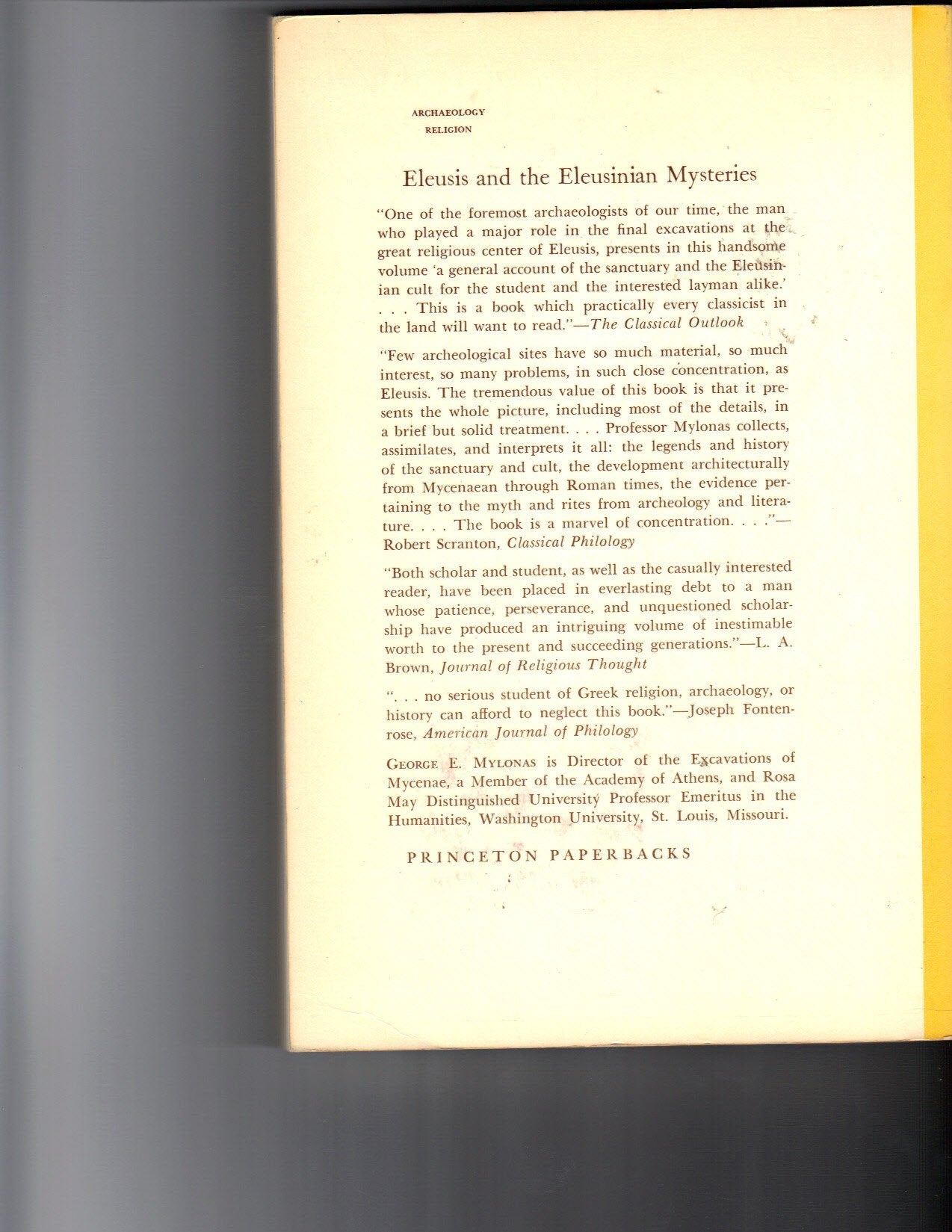 Eleusis And The Eleusinian Mysteries (Princeton Legacy Library, 2182)