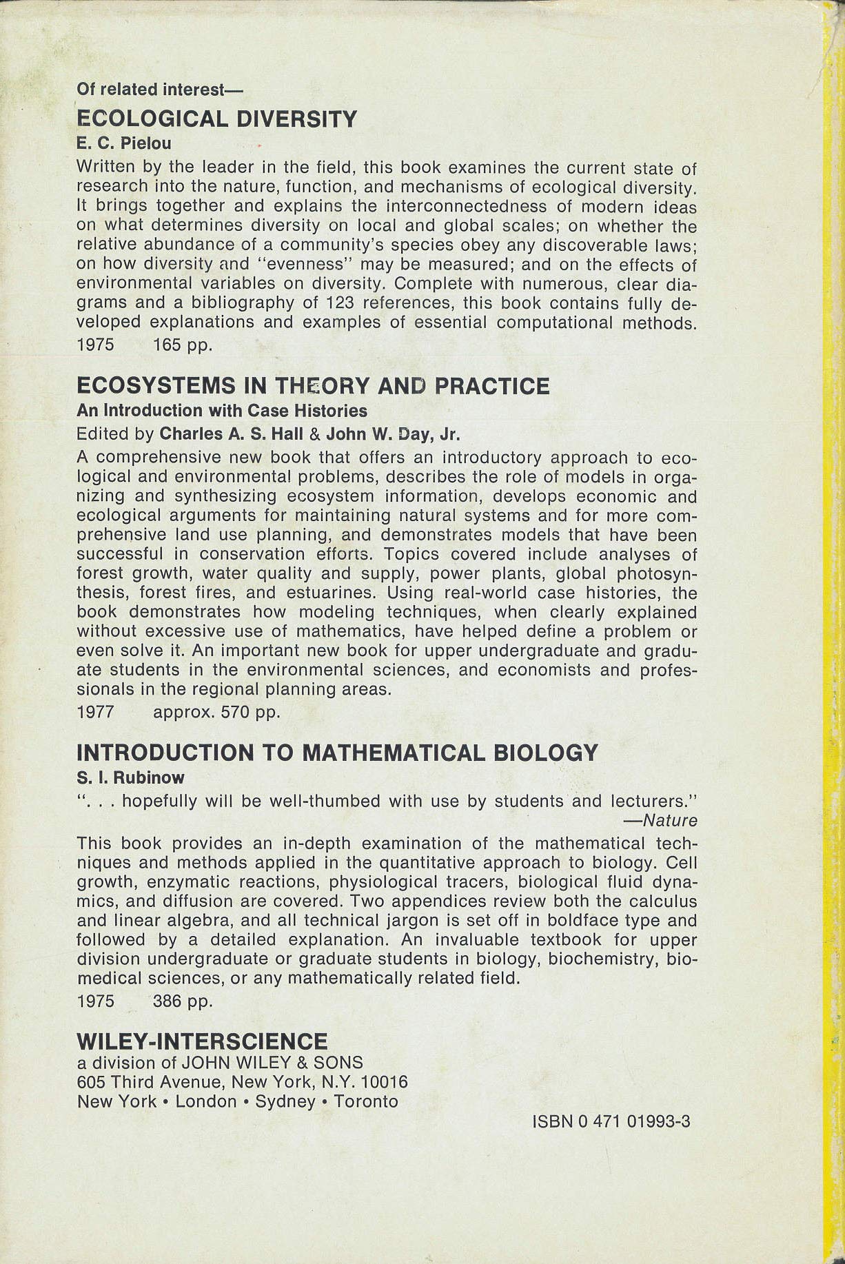 Mathematical Ecology