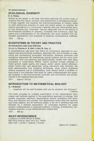 Mathematical Ecology