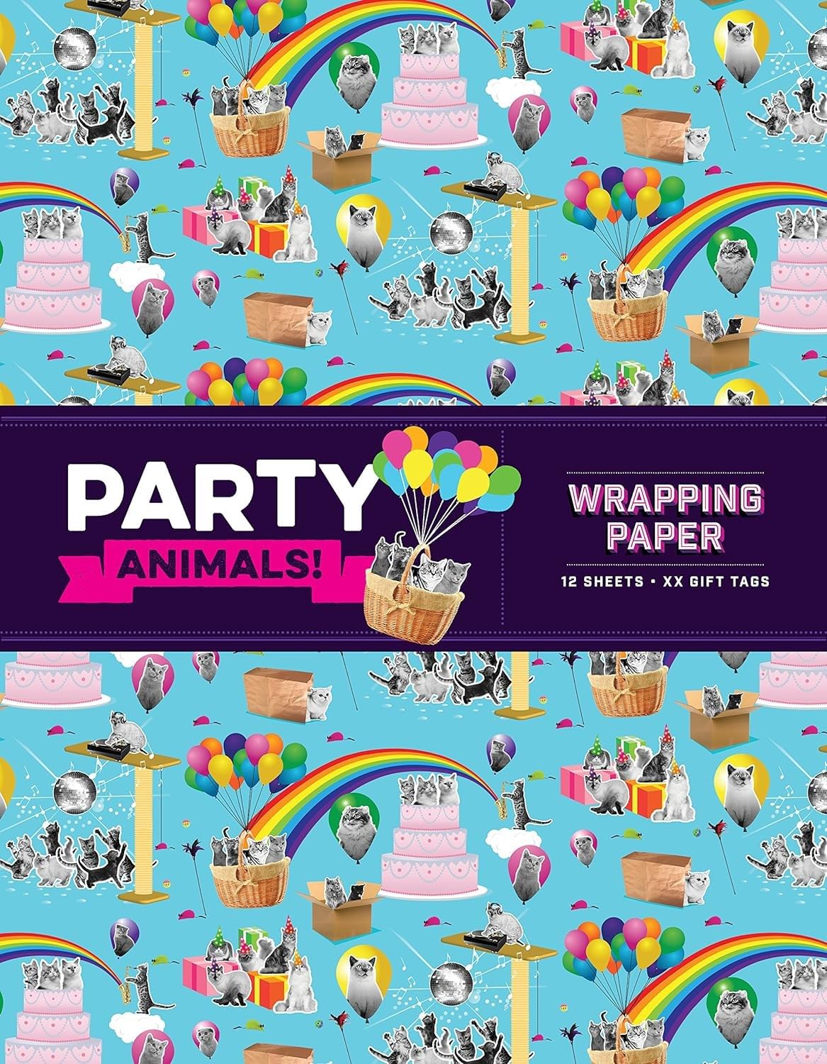 Party Animals! Wrapping Paper: 12 Sheets + 24 Gift Tags!
