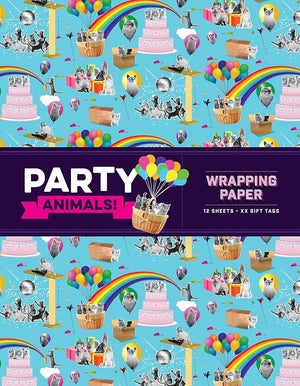 Party Animals! Wrapping Paper: 12 Sheets + 24 Gift Tags!