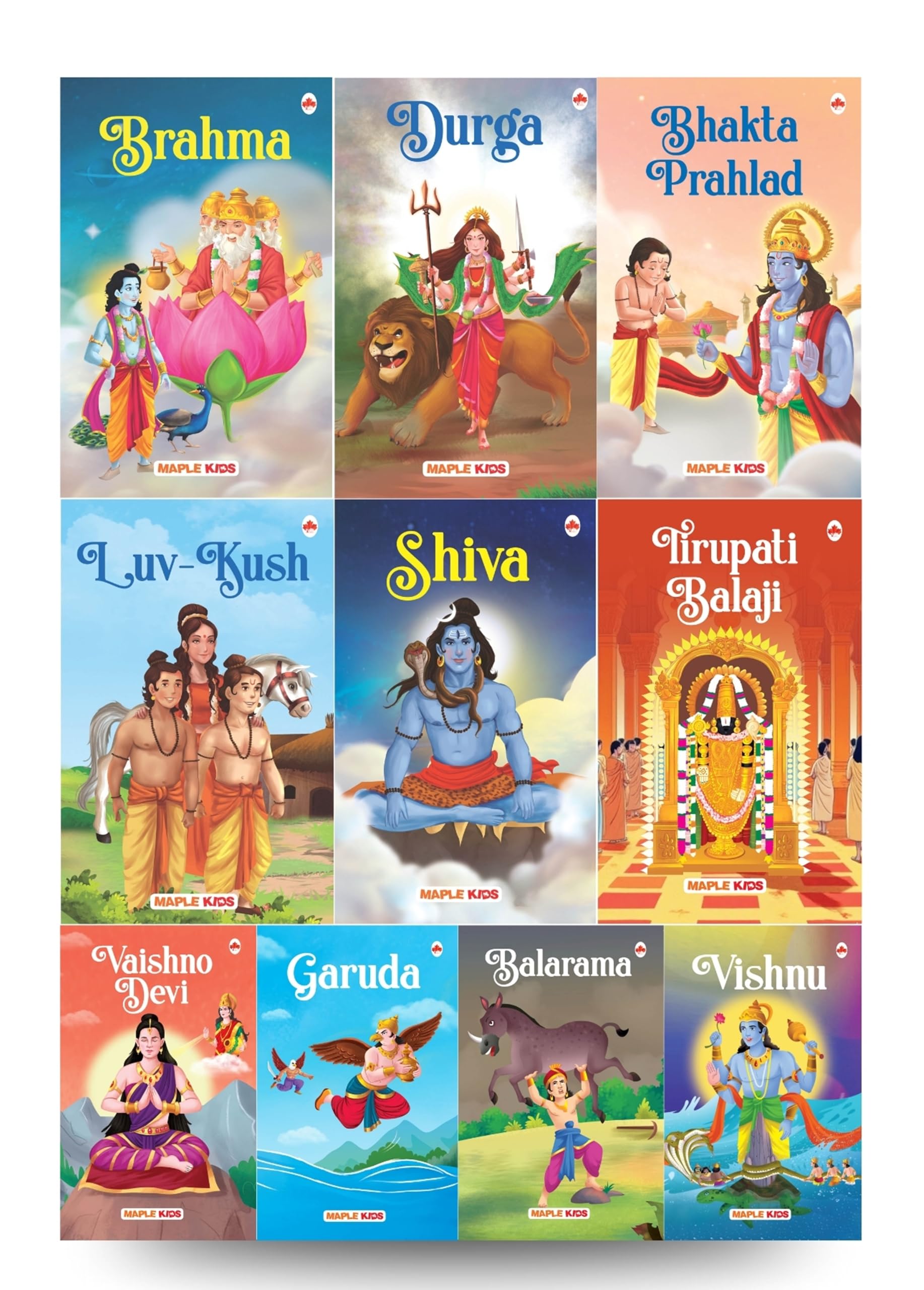 Story Books For Kids (Set Of 10 Books) - Mythology Stories For Children - Brahma, Durga, Bhakta Prahlad, Luv-Kush, Shiva, Tirupati Balaji, Vishnu, ... Stories - Read Aloud To Infants, Toddlers