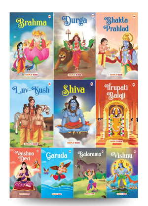 Story Books For Kids (Set Of 10 Books) - Mythology Stories For Children - Brahma, Durga, Bhakta Prahlad, Luv-Kush, Shiva, Tirupati Balaji, Vishnu, ... Stories - Read Aloud To Infants, Toddlers
