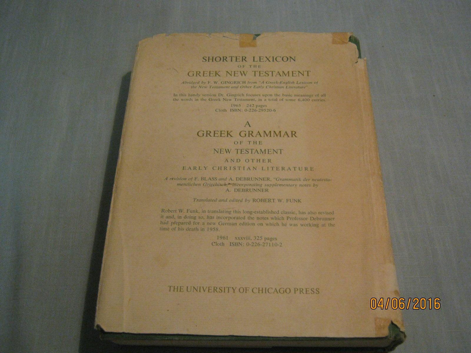 A GreekEnglish Lexicon of the New Testament and Other Early Christian Literature, Second Edition,Used