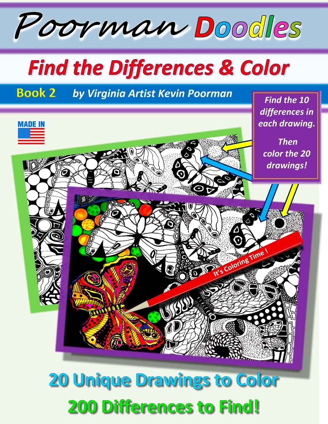 Poorman Doodles: Find the Differences and Color,Used