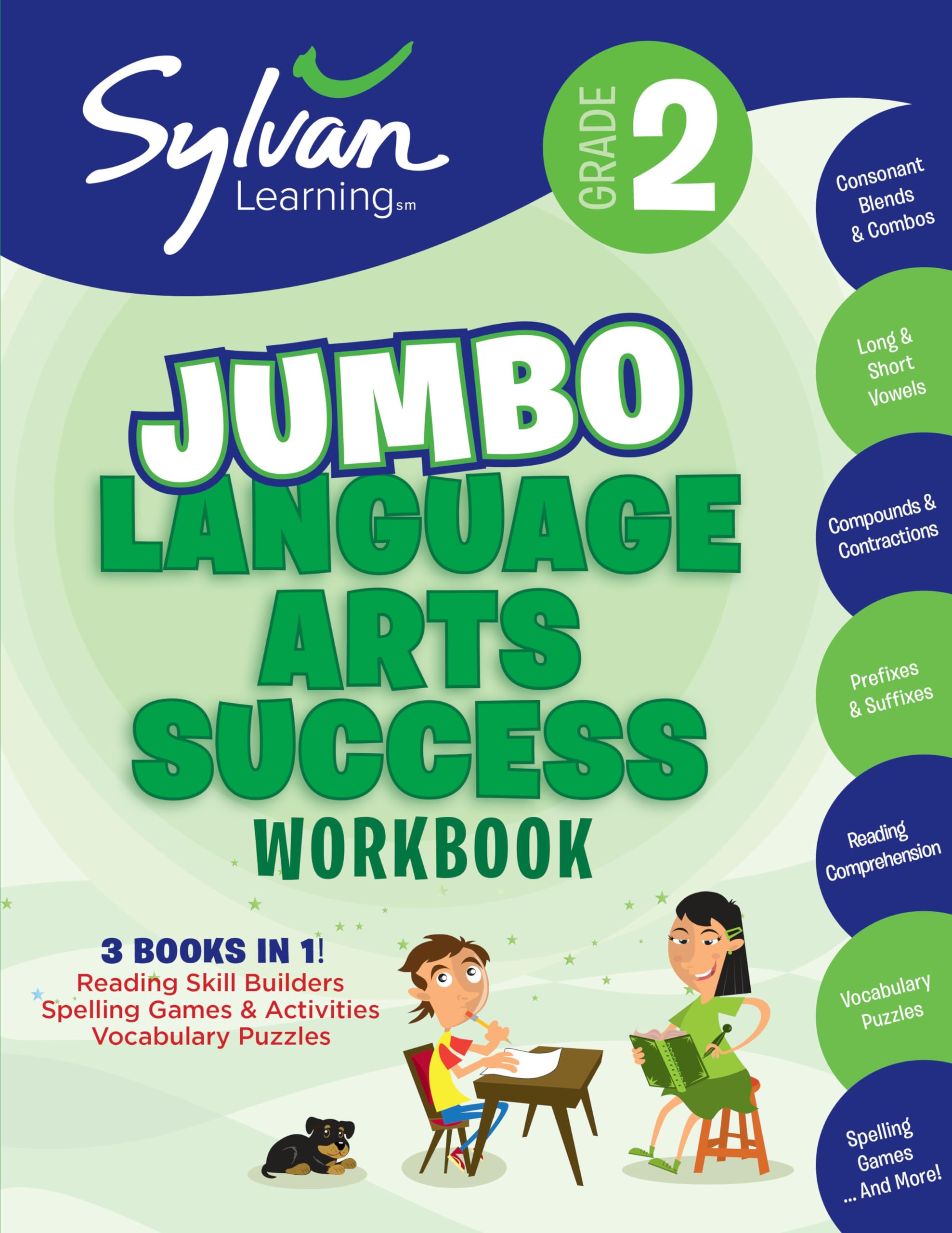 2Nd Grade Jumbo Language Arts Success Workbook: 3 Books In 1Reading Skill Builders, Spelling Games And Activities, Vocabulary,New
