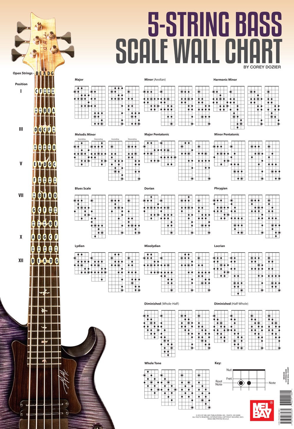 5String Bass Scale Chart,Used