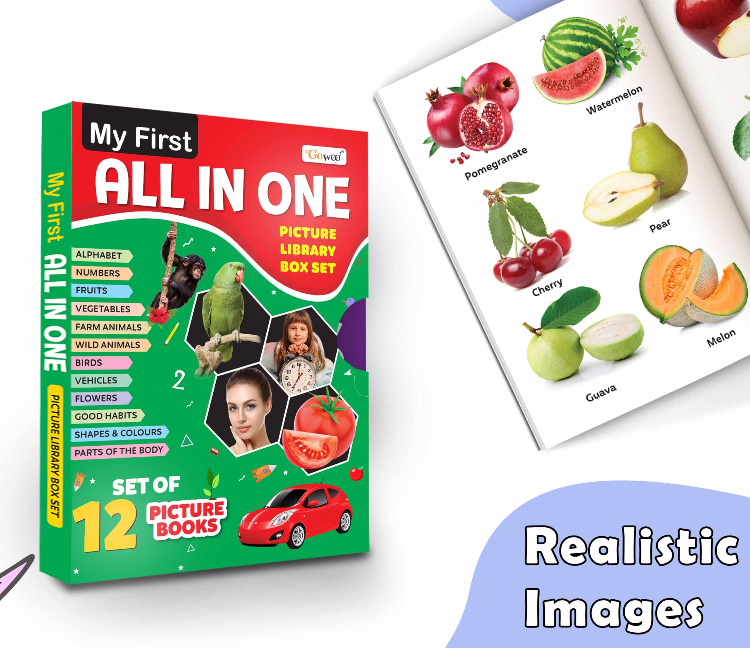 ChildrenS Educational Book Collection (Green Edition) : KidS My First All In One Picture Library Box, Learning Book For Preschoolers, Educational Picture Books For Toddlers Of 12 Books