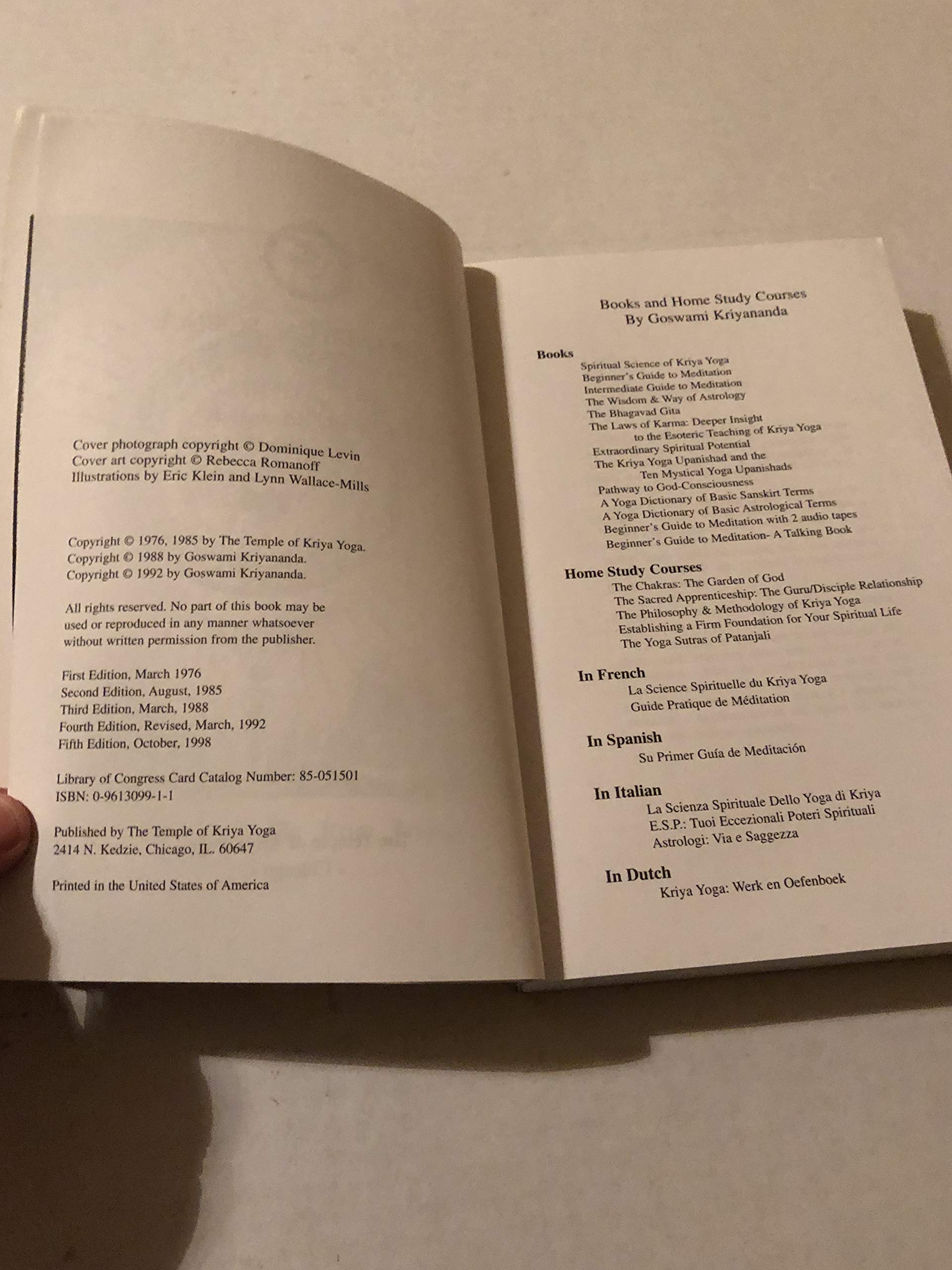 The Spiritual Science of Kriya Yoga,New