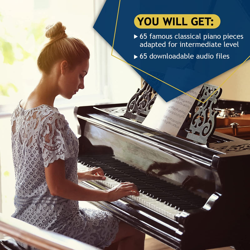 Classical Piano Masterpieces. Piano Sheet Music Book with 65 Pieces of Classical Music for Intermediate Players (+Free Audio) (#,New