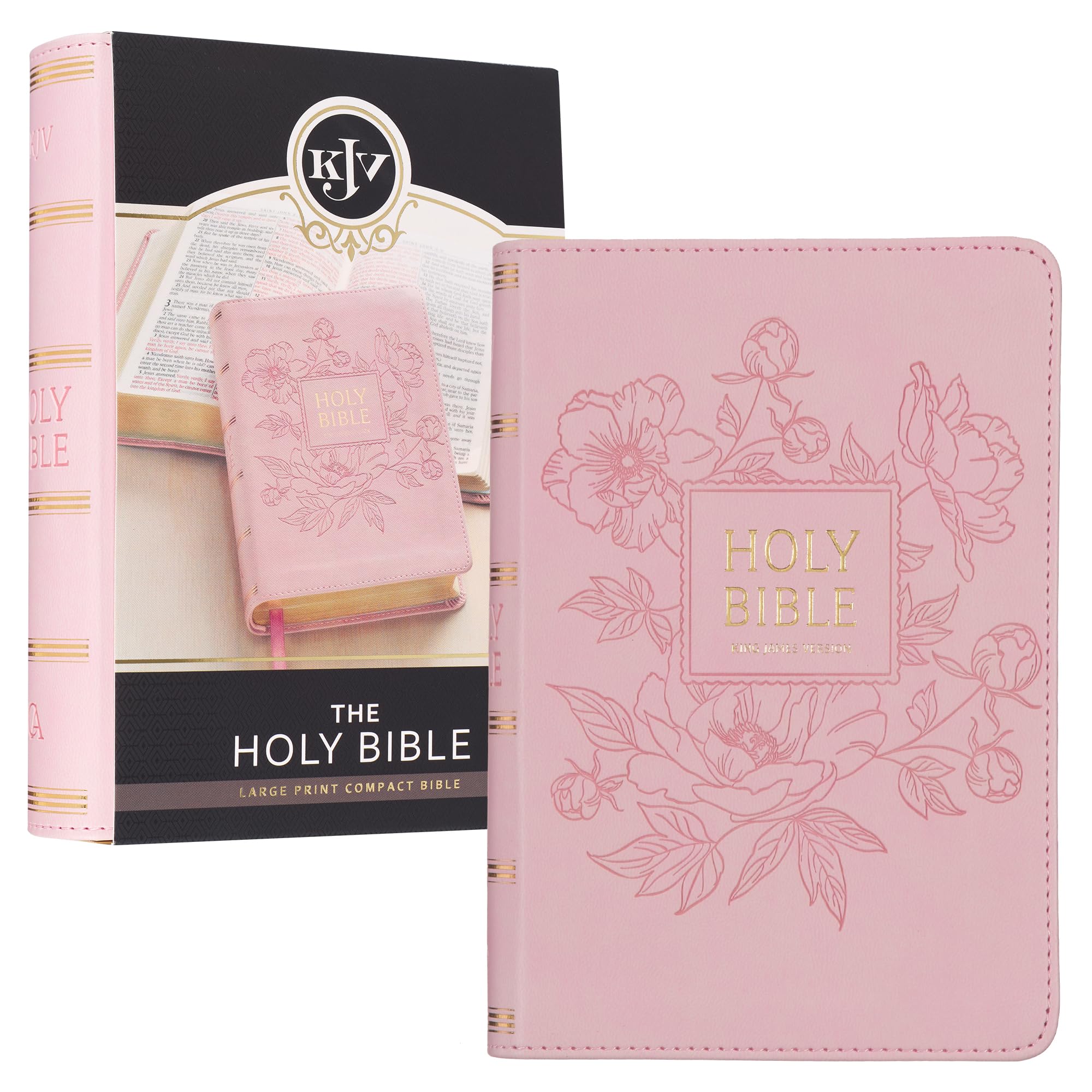 KJV Holy Bible, Compact Large Print Faux Leather Red Letter Edition Ribbon Marker, King James Version, Ballet Pink (KJV Compact