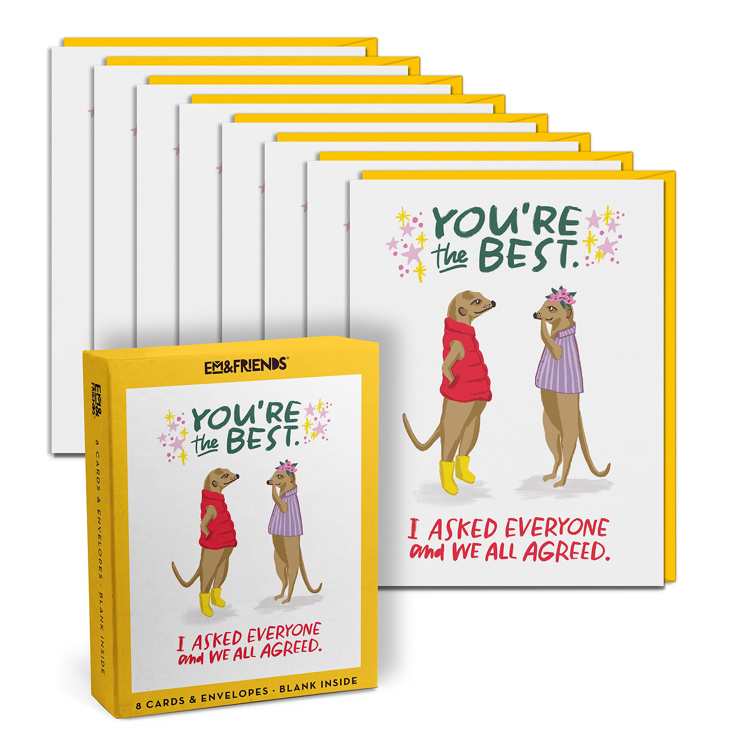 Em & Friends YouRe The Best Cards Encouragement Cards With Envelopes (Box Of 8)