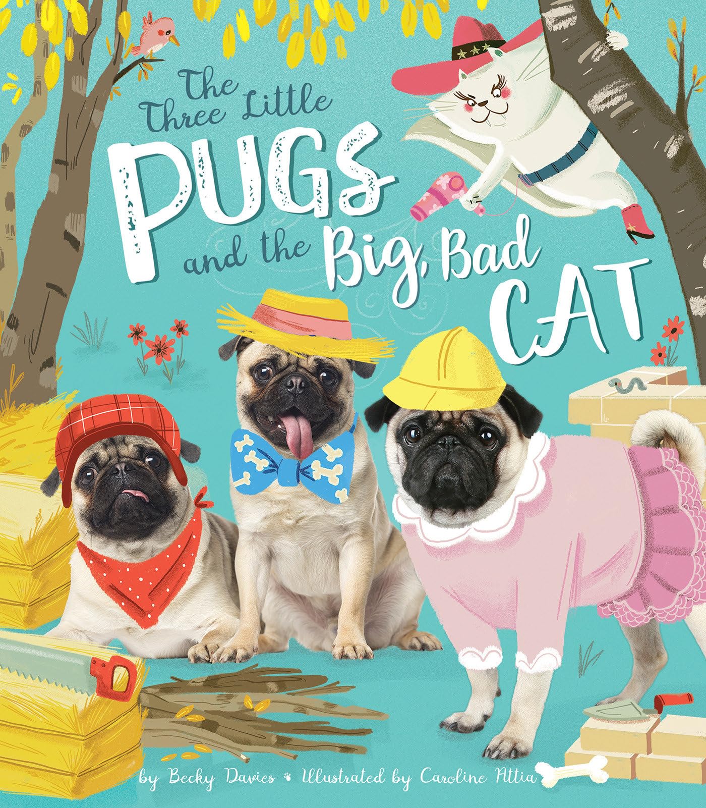 Three Little Pugs And The Big, Bad Cat