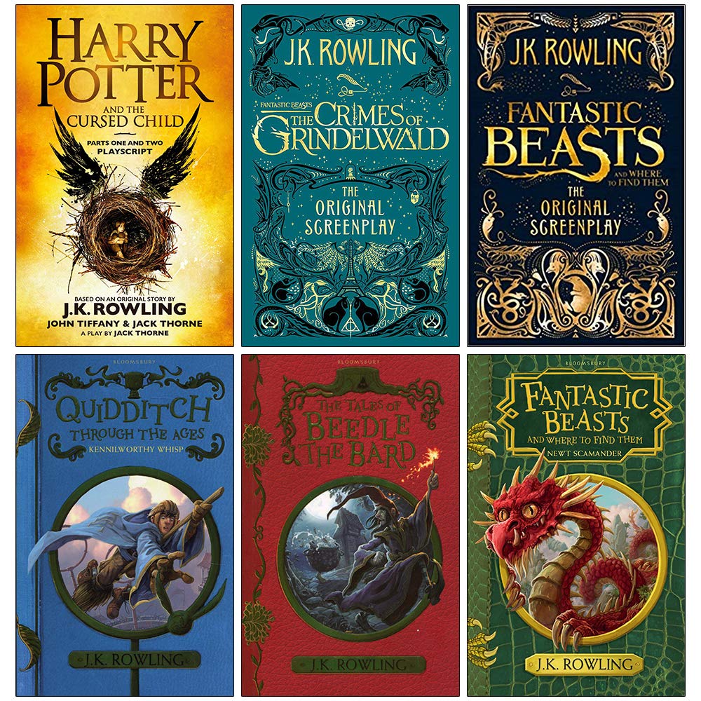 J.K. Rowling Collection 6 Books Set (Harry Potter and the Cursed Child Parts One and Two, Fantastic Beasts The Crimes of Grindel,Used