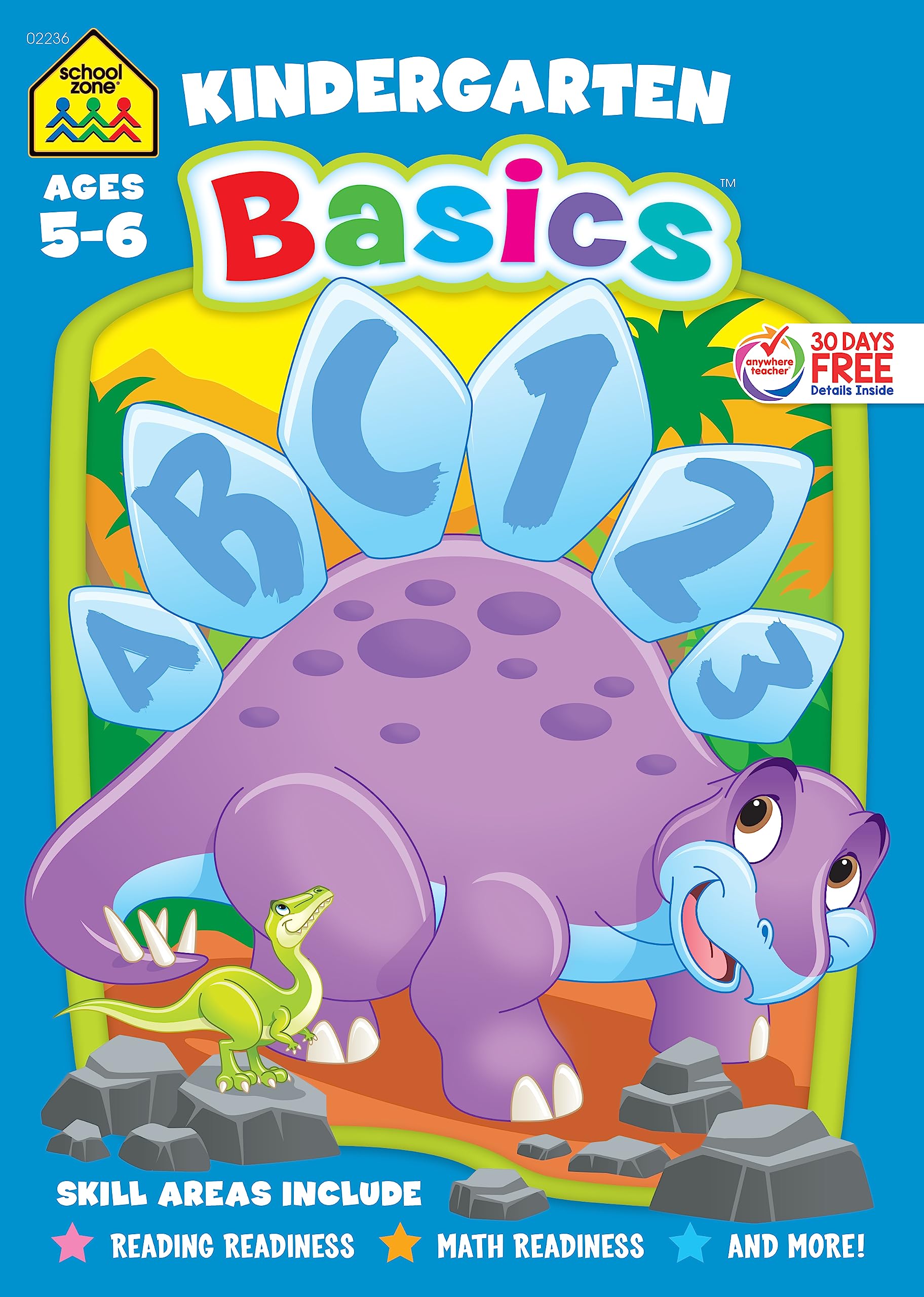 School Zone  Kindergarten Basics Workbook  64 Pages, Ages 5 To 6, Reading & Math Readiness, Alphabet, Shapes, Patterns, Number