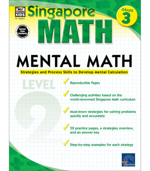 Singapore Math  Mental Math Level 2 Workbook for 3rd Grade, Paperback, 64 Pages, Ages 89 with Answer Key,Used