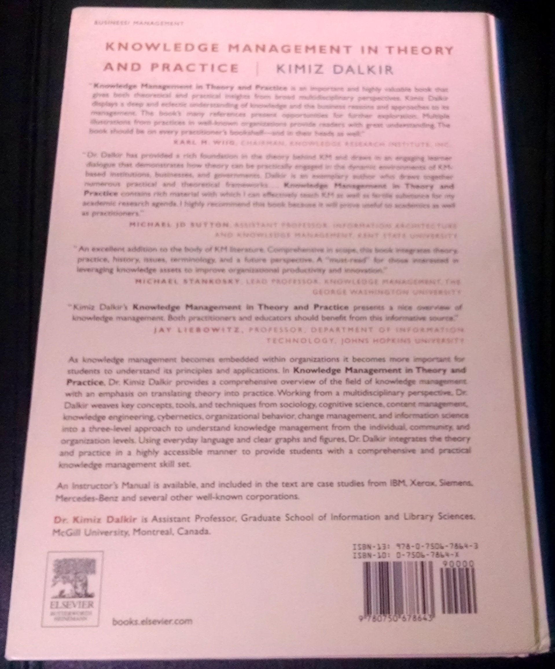 Knowledge Management In Theory and Practice,Used