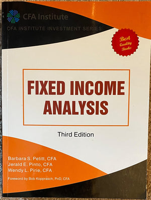 Fixed Income Analysis (CFA Institute Investment Series),Used