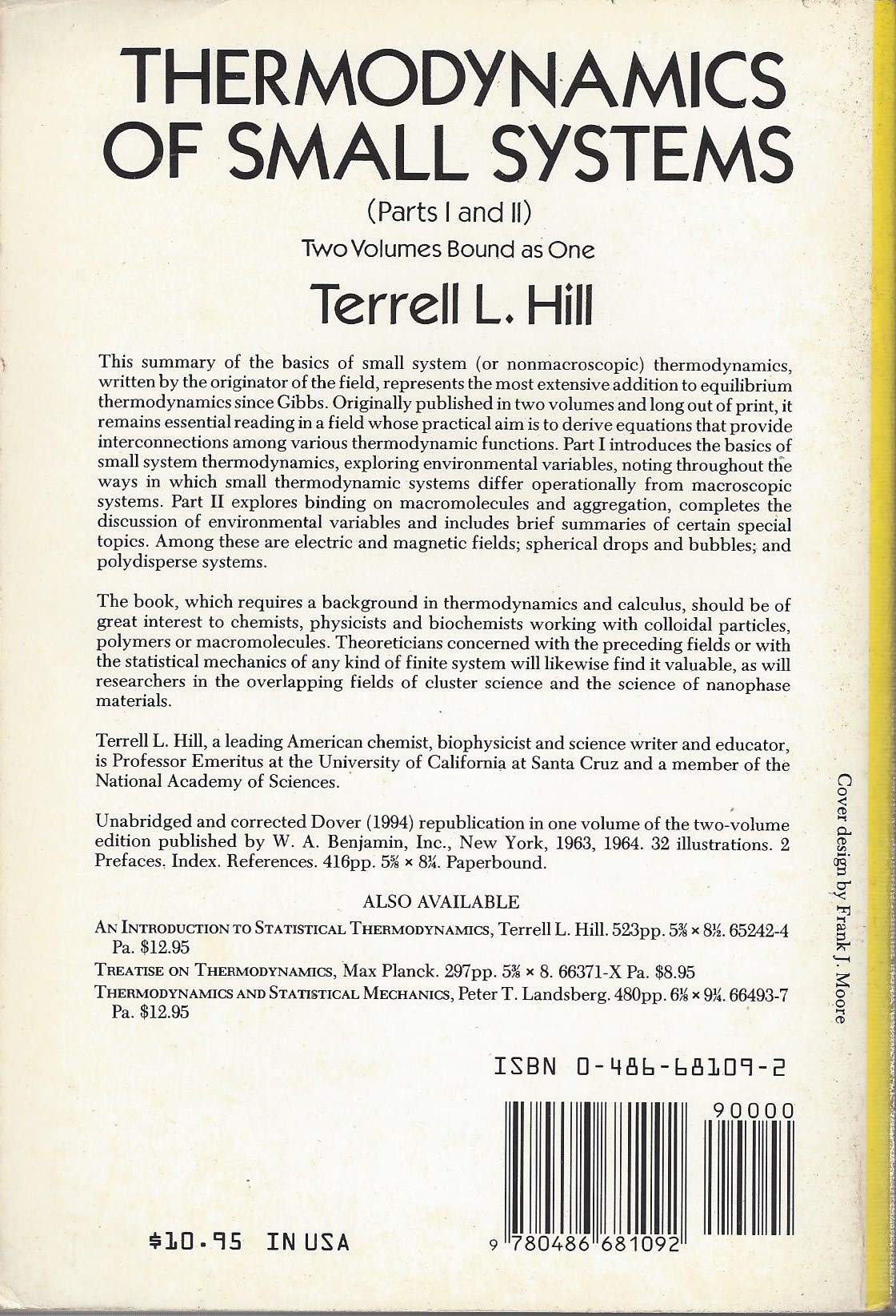 Thermodynamics of Small Systems, Parts I & II (Dover Books on Chemistry),Used