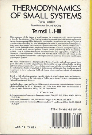 Thermodynamics of Small Systems, Parts I & II (Dover Books on Chemistry),Used