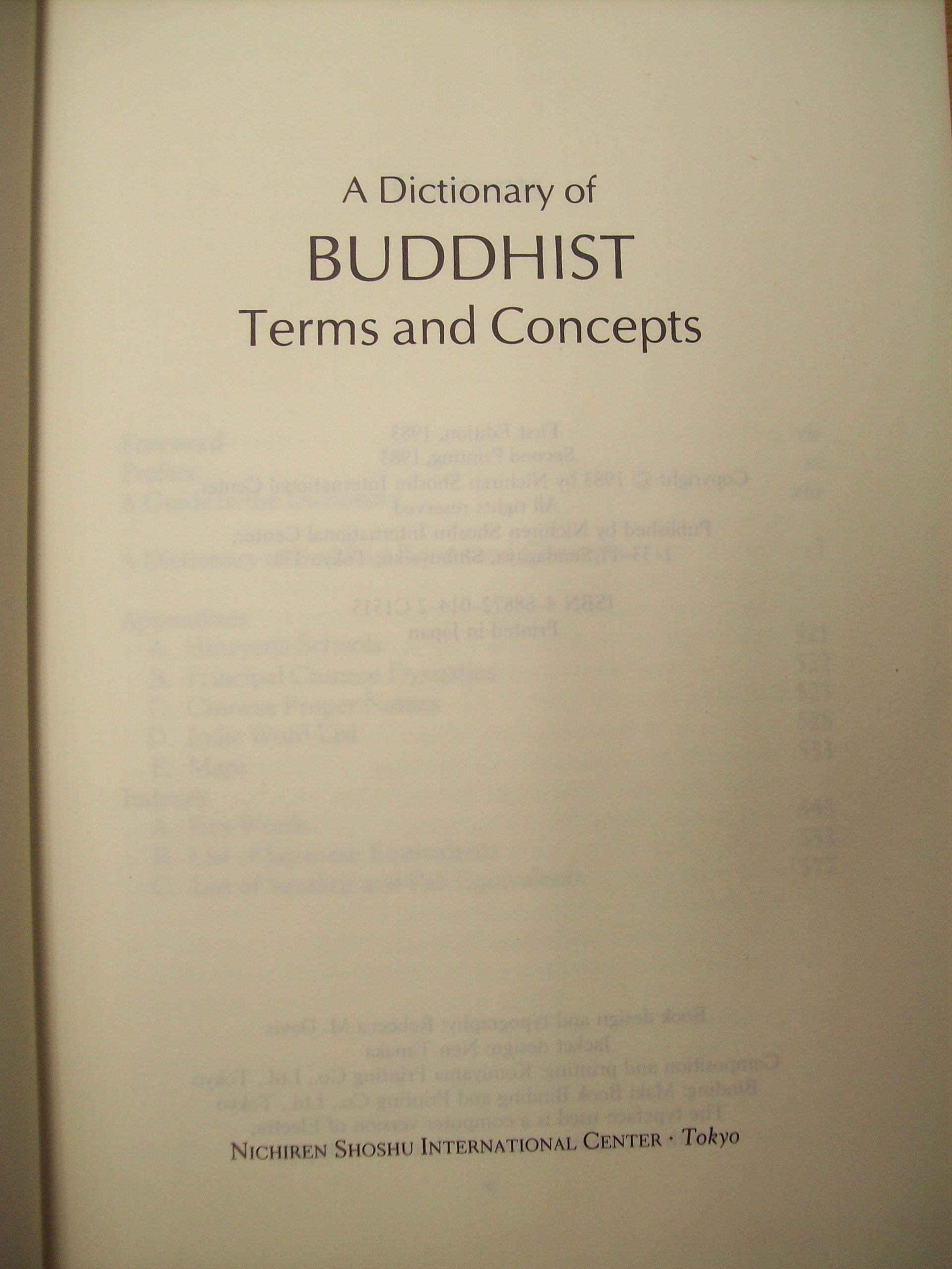 A Dictionary of Buddhist terms and concepts,Used